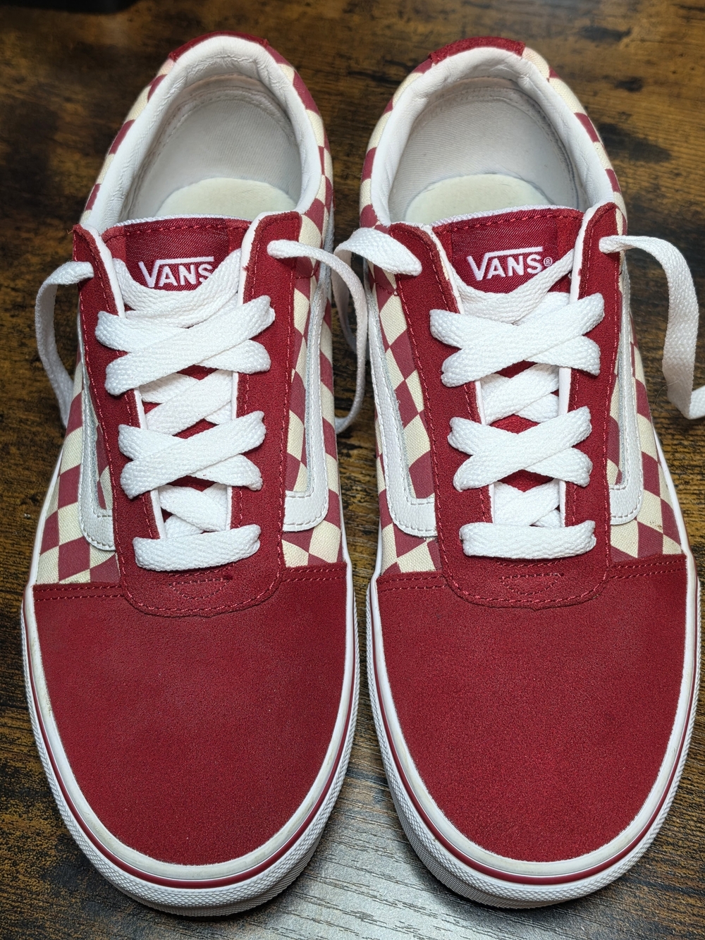 Vans Old School Red and White Checkerboard Sneakers